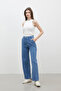 STRAIGHT DENIM PANTS WITH STITCH DETAIL BLUE - 7