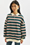 Polo Collar Oversize Sweatshirt Green - 3