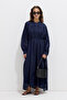 Brode Embroidered Dress Navy Blue