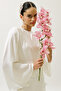 Satin Wide Sleeve Bluz Ecru
