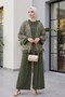 Sequin file cardigan 3-piece sendy set - khaki - 4