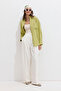 Lime Thin Linen Oversize Shirt - 3