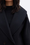 Italian Checked Double-Breasted Coat Black - 7