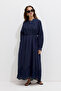 Brode Embroidered Dress Navy Blue - 3