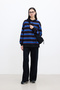 Polo Collar Oversize Sweatshirt Blue - 2
