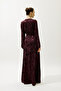 Jacquard Satin Evening Dress Bordo - 6