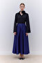 Saten Flared Evening Dress Skirt Dark Blue