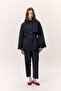 Pleated Gabardine Pants Navy Blue