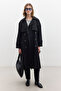 BUTTONED DOUBLE-BREASTED TRENCH COAT BLACK