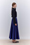 Saten Flared Evening Dress Skirt Dark Blue - 3