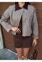 Women's Plaid Pattern Contrast Collar Jacket - 6