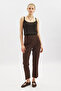 STRAIGHT CUT FABRIC PANTS BLACK COFFEE