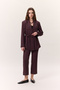 Belted Buttoned Blazer Jacket Burgundy - 4