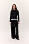 Long Sleeved Garnished Bodysuit Black - 2