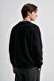Men's Black Crew Neck 3-Thread Fleece Sweatshirt - 3