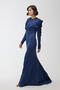 Shoulder Drape Detail Evening Dress Night Blue - 5