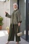 Sequin file cardigan 3-piece sendy set - khaki