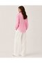 Women's Pastel Pink Textured Fabric Slightly Transparent Shirt with Long Sleeves, Casual & Stylish - 4