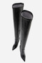Women's Black Leather Stretch Pointed Toe 10 cm Thin Heeled Over-The-Knee Boots Betty - 6