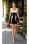 Women's Black Corset Detailed Ribbed Top Mini Jennifer Balloon Dress 8070