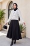 Openwork Ecru Knitwear Cardigan - Floral Embroidery and Pompom - 5