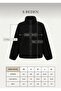 Black Oversized Plush Knitted Sports Jacket - 6