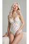 Women's Lace Detailed Bodysuit with Heart Design – Bodysuit with Adjustable String Straps