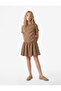 A-Line Short Sleeve Buttoned Plaid Dress