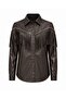 Droplu Tasseled Faux Leather Shirt - Brown |   F2043 - Coffee - 4