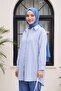 Striped Linen Look Shirt with Buttons - Blue