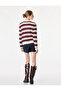 Regular Fit Buttoned Crew Neck Long Sleeve Striped Knitwear Cardigan - 4