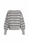 6988 Women's Asymmetrical Rib Cut Boat Neck Knitwear Sweater Gray