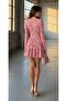 Pink Patterned Double-Breasted Collared Mini Dress 582250 - 4