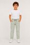 Boy's Green Jogger Pants, Linen Look, Elastic Waist with Laces, Comfortable Fit with Pockets - 2