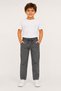 Boy's Gray Jogger Pants, Linen Look, Elastic Waist with Laces, Comfortable Fit with Pockets - 2