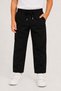 Boy's Black Jogger Pants, Linen Look, Elastic Waist with Laces, Comfortable Fit with Pockets - 4