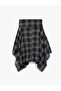 Asymmetrical Cut Cotton Below-Knee Plaid Skirt - 2