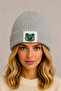 gray beret frog print luxury wool hat