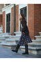 Asymmetrical Cut Cotton Below-Knee Plaid Skirt