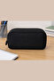 Pencil Case Black Large Washable Waterproof Wallet Type Pen Holder with Two Compartment Pockets - 3