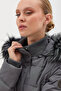 Goose Feather Padded Belted Coat Anthracite - 8