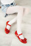 Eylül Thermo Non-Slip Sole, Bowknot, Velcro Children's Ballerinas, Patent Leather Red - 4
