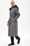 Goose Feather Padded Belted Coat Anthracite - 2