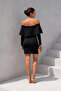 Women's Scuba Stretch Fabric Carmen Collar Mini Dress - 4