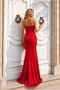 Women's glitter fabric asymmetric neck strap evening dress - 7