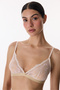 Beige Triangle Lace Floral Bra