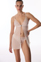 Beige Front Opening Embroidered Floral Babydoll - 4