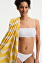 White Ava Textured Mid-Waist Bikini Bottom - 4