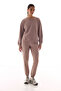 Beige Crew Neck Regular Cut Cotton Sweatshirt - 4