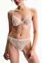 Cream Pink Underwire Mesh Polka Dot Patterned Bra - 5